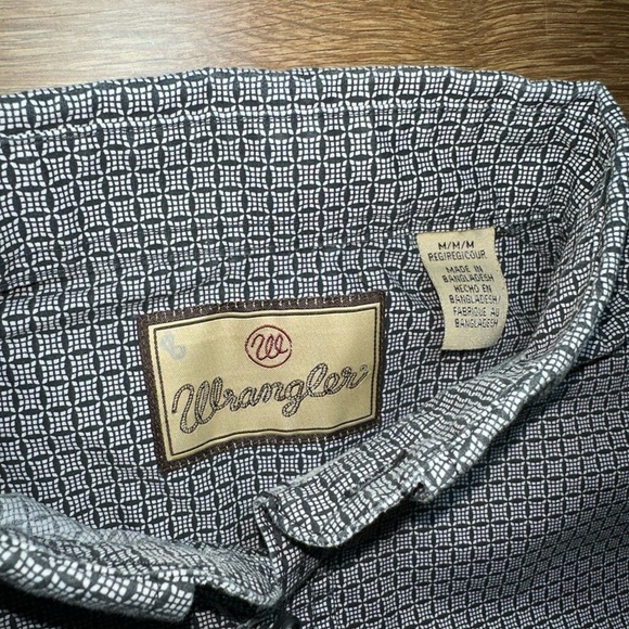 Wrangler‎ Button Down Long Sleeve Shirt Black Pattern Medium - Picture 2 of 7